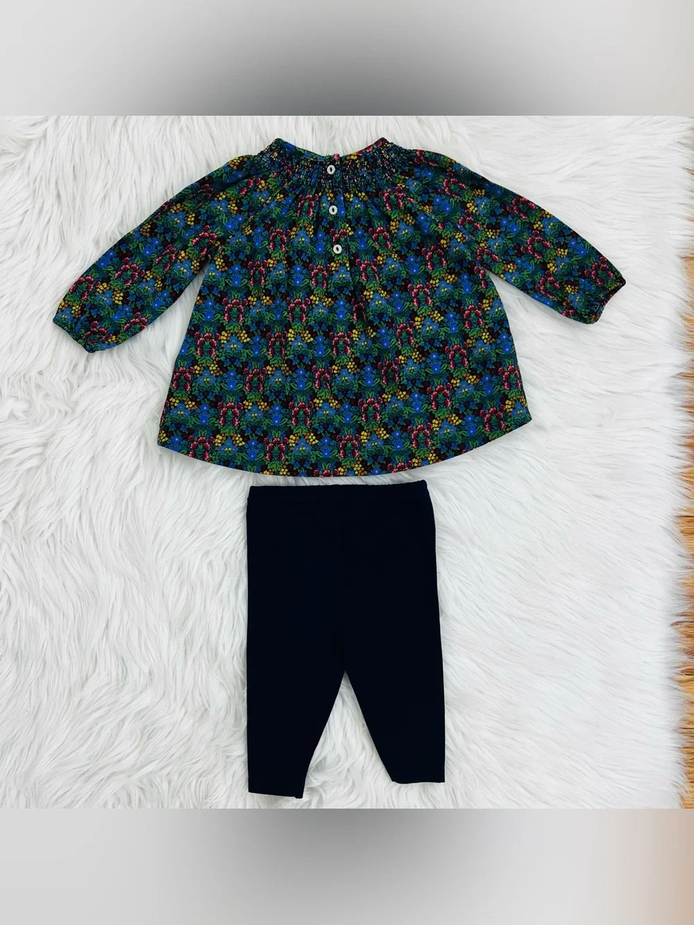 NWT! Ralph Lauren Madison Floral Jersey Top and Bottom Set Navy Blue Sz 6M